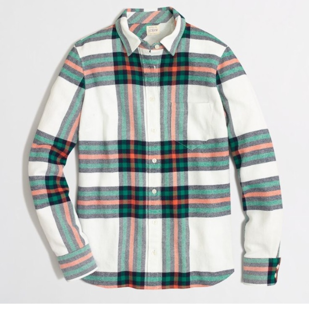 J CREW ROCK SALT PLAID FLANNEL SHIRT - Picture 1 of 6